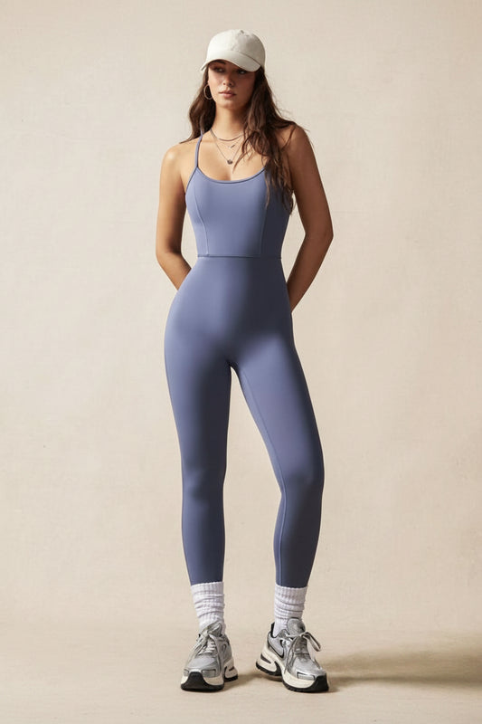 Steel Blue Scoop Neck Jumpsuit