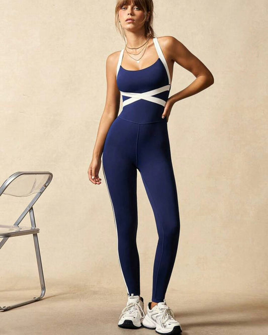 Navy Cross Strap Active Jumpsuit