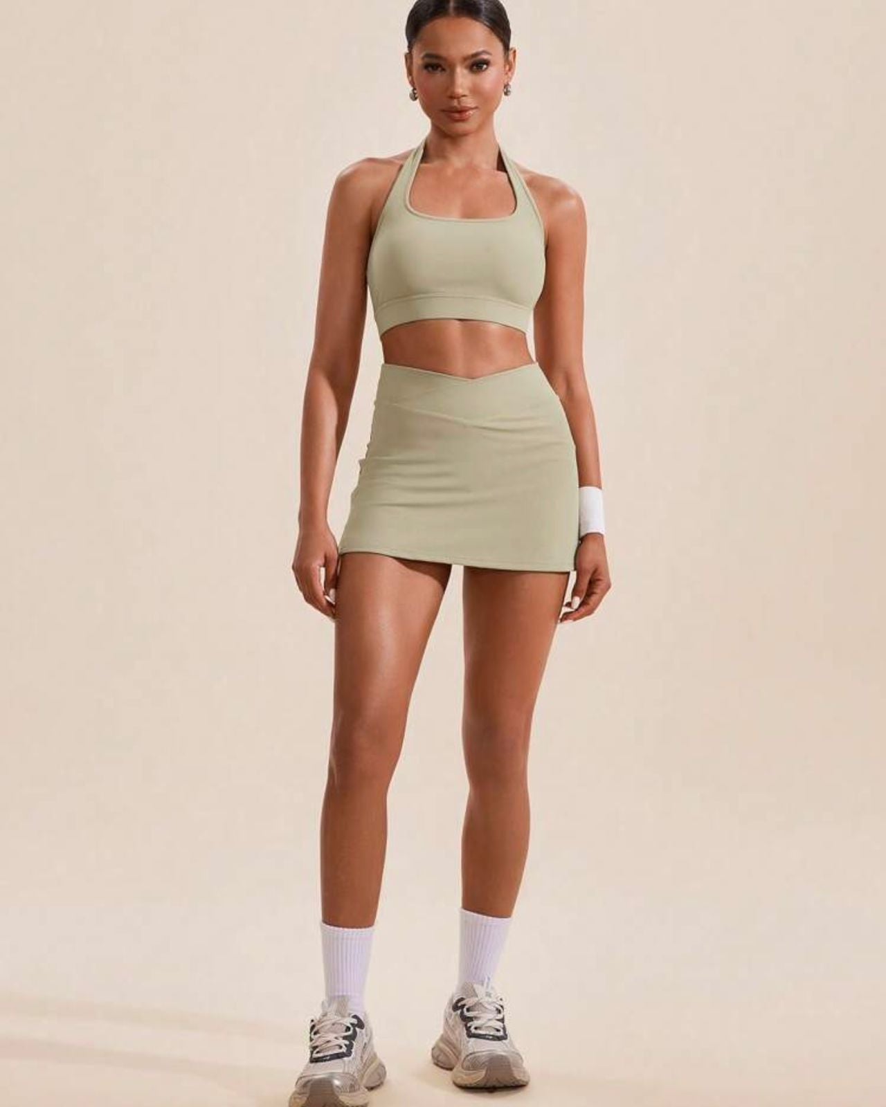 Sage Green Racerback Sports Bra & Skort Set