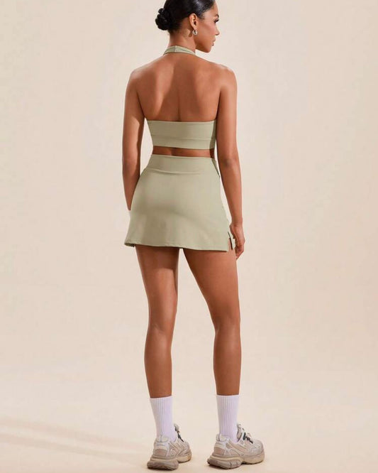 Sage Green Racerback Sports Bra & Skort Set
